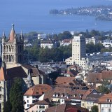 Sur le plan régional, les destinations de Lausanne (+4,7%) et de Nyon-Morges (+4,5%) dressent le meilleur bilan de la saison d'été 2024 pour l'hôtellerie vaudoise (archives). Keystone/LAURENT GILLIERON